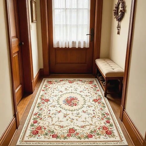 Miniatura 23 de Ukeler - Alfombra rústica con diseño floral para sala, dormitorio, comedor, Country rústico, Azul (luxury blue)