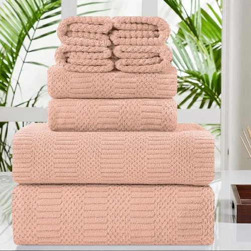 Miniatura 16 de Juego de 8 toallas de baño extra grandes azules - 2 toallas de baño extra grandes, 2 toallas de mano, 4 toallas faciales - 600GSM suaves, altamente