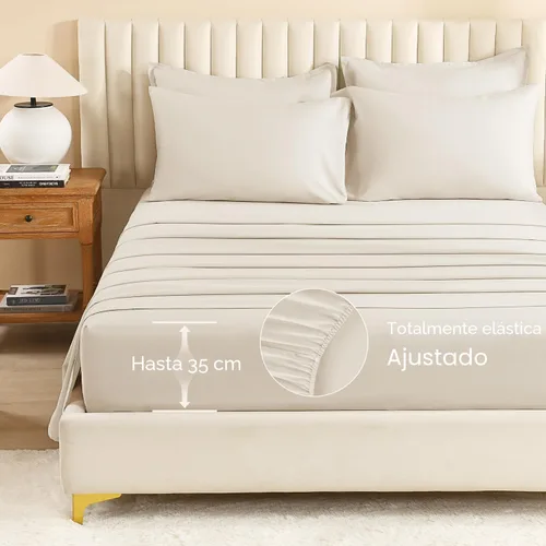 Miniatura 6 de Litanika Cama en una Bolsa King Beige - Juego de Ropa de Cama de 7 Piezas Tamaño King, Juego de Edredón de Cama, Juego de Edredón con Edredón, 02