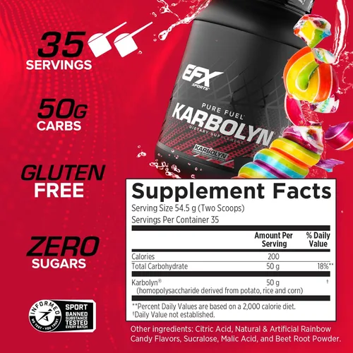 Miniatura 3 de EFX Sports Karbolyn Fuel Polvo de Carbohidratos de Absorción Rápida Carga de Carbohidratos, Energía Sostenida, Recuperación Rápida Sin