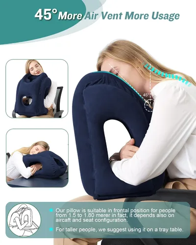 Miniatura 5 de Almohada inflable de viaje y almohada inflable para descanso de pies, artículos esenciales de viaje para adultos, ideal para avión, oficina, hogar