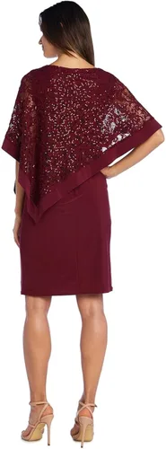 Miniatura 2 de R&M Richards Vestido poncho corto con cordones para mujer, talla grande