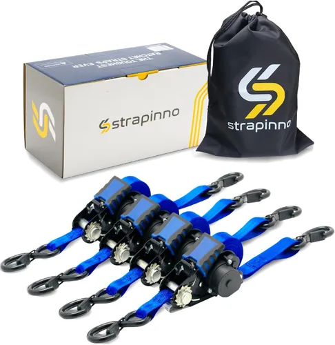 Miniatura 11 de Strapinno Correas de trinquete retráctiles: amarre resistente de 1 pulgada x 12 pies, 1800 libras de resistencia a la rotura cada uno, ganchos en S