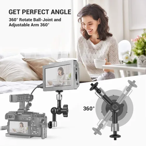 Miniatura 4 de SmallRig Brazo mágico articulado de fricción ajustable de 5,5 pulgadas, con ambos tornillos de 1/4" para el monitor LCD/luces LED