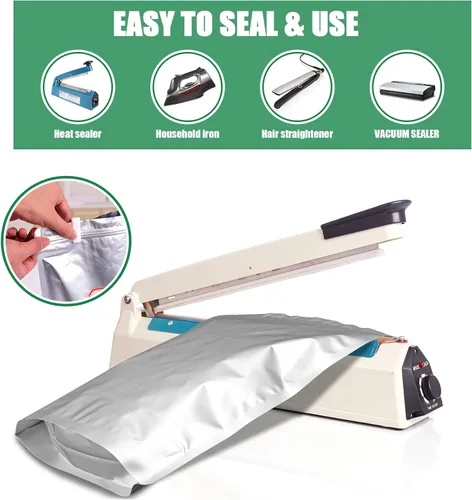 Miniatura 5 de 120 bolsas de Mylar para almacenamiento de alimentos con absorbentes de oxígeno de 120 x 300 cc, bolsas de Mylar de 9 mil, 1 galón, 1 cuarto