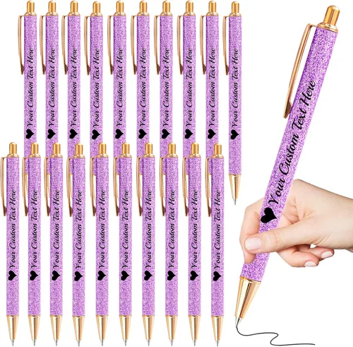 Miniatura 43 de Bolígrafos personalizados con purpurina con nombre a granel, 10 unidades, bolígrafos personalizados con punta de lápiz digital para mujeres y niñas