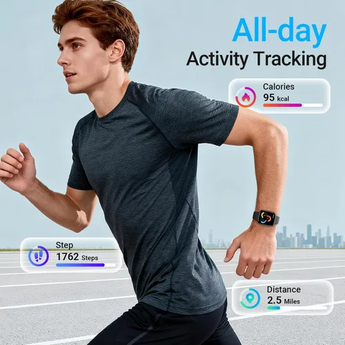 Miniatura 5 de Fitpolo Reloj inteligente, rastreador de fitness AMOLED de 1.85 pulgadas con llamada Bluetooth, monitor de frecuencia cardíaca/sueño/SPO₂, más
