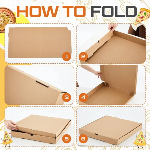 Miniatura 3 de Fullhawl 10 cajas de pizza de 14 x 14 pulgadas, caja de pizza corrugada marrón, resistente a la grasa, cajas de embalaje para tartas caseras