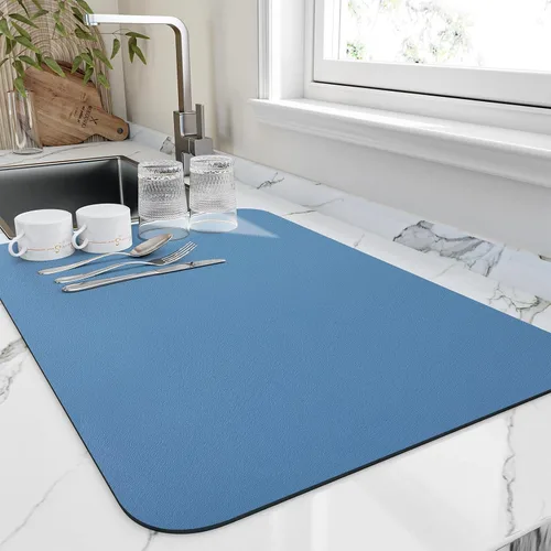 Miniatura 13 de HotLive Tapete de secado de platos para encimera de cocina, tapetes de drenaje resistentes al calor con respaldo de goma antideslizante, tapete