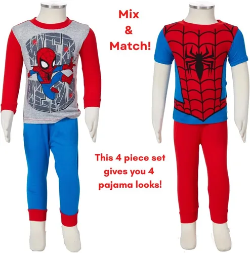 Miniatura 4 de Marvel Spiderman Pajamas Set, 4 Piece Sleepwear for Toddlers and Little Kids, Sizes 18M & 2T