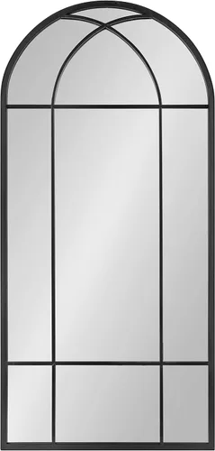 Miniatura 2 de Kate and Laurel Dolbrook - Espejo de arco, 19 x 40, negro satinado, espejo de ventana arqueado moderno con marco de hierro