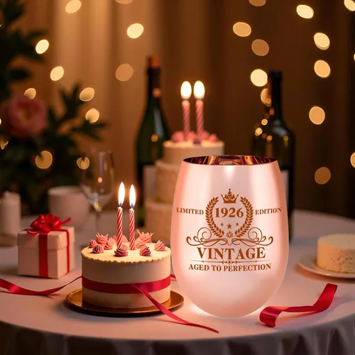 Miniatura 2 de Copa de vino para el 100 cumpleaños, regalos vintage de 1926 para el 100 cumpleaños de mujeres, para ella, esposa, mamá, tía, abuela, hermana