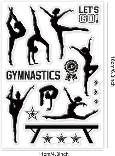 Miniatura 6 de GLOBLELAND Sellos transparentes de gimnasia con temática deportiva, silueta humana, silicona transparente, sellos humanos para manualidades, álbumes