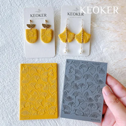 Miniatura 5 de Keoker Hojas de textura de arcilla polimérica de calabaza, alfombrilla de textura de arcilla para hacer aretes de joyería, herramientas de aretes