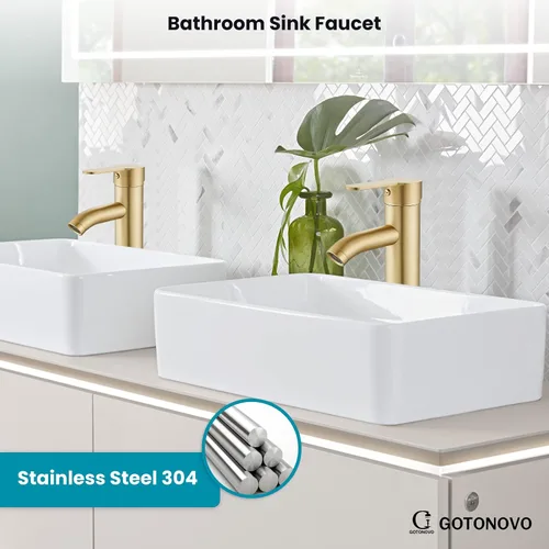 Miniatura 2 de gotonovo Grifo para Lavabo Vessel Grifo de Baño Moderno de 1 Orificio Montaje en Cubierta Lavatorio Tocador Grifo Mezclador de Una Sola Manija