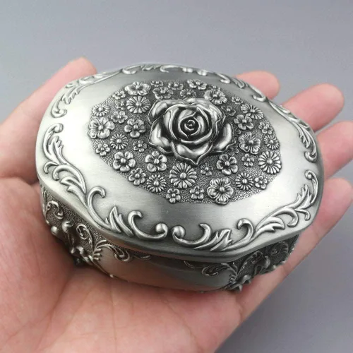 Miniatura 11 de ROSIKING Caja de música de aleación de metal en relieve y caja de música con movimiento dorada para Navidad/Cumpleaños/Día de San Valentín