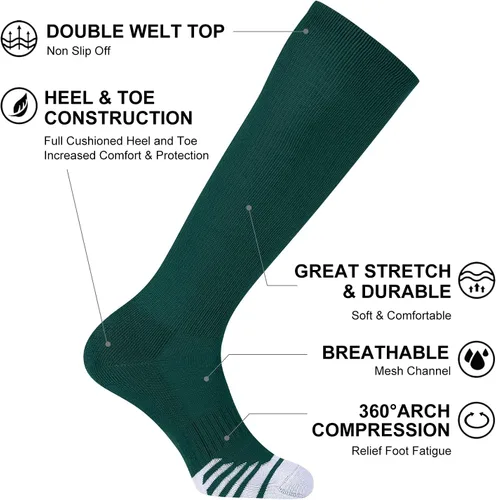 Miniatura 2 de FITRELL Paquete de 23 calcetines de béisbol y sóftbol para niños, jóvenes, hombres y mujeres, calcetines altos hasta la rodilla (varios colores)