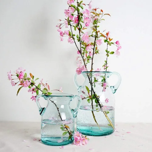 Miniatura 4 de Sunkey - Jarrón de cristal para decoración del hogar, Vidrio, Azul, M