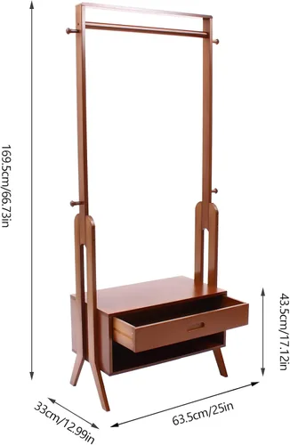 Miniatura 6 de Perchero de ropa 2 en 1, soporte resistente para colgar ropa con armario de almacenamiento, 4 ganchos, para dormitorios universitarios, campamentos