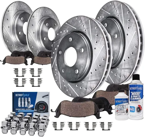 Miniatura 93 de Detroit Axle - Kit de freno delantero para Ford Explorer Mercury Mountaineer 2002-2005 Bujes de rodamiento de rueda perforados y ranurados rotores