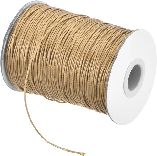 MECCANIXITY Cordón encerado de poliéster encerado de 0.031 in, cuerda de cera de 175 yardas para hacer pulseras, collares, cuentas, joyería y Caqui