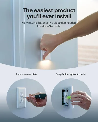 Miniatura 3 de Paquete de 10 - SnapPower GuideLight [para tomacorrientes dúplex] - Reemplaza la luz nocturna de enchufe - Placa de pared de receptáculo eléctrico