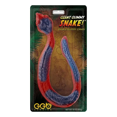 Miniatura 5 de Serpiente gigante de gomitas: sabores afrutados duales, deliciosa creación de dulces de GGB Candy (frambuesa azul/manzana agria, 1 libra)
