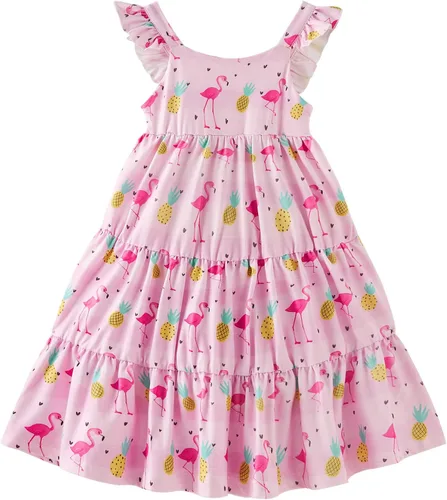 Miniatura 25 de Vieille Vestido de verano para niñas pequeñas, con volantes, sin mangas, casual, vestido de playa, escalonado, vestido de princesa para 2-8 años