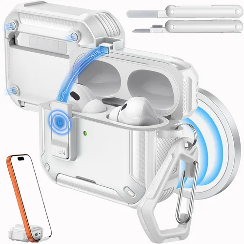 Miniatura 12 de MoKo for AirPods Pro 2 Case with Lock - Compatible with MagSafe, Phone Stand & Auto Pop-up for AirPods Pro 2nd/1st Generation Case, Military-Grade