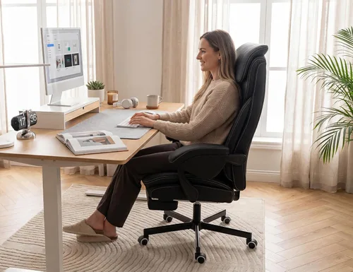 Miniatura 3 de Ergonomic Big and Tall Office Chair with Footrest, PU Leather High Back Executive Gaming Chair, Reclining Wide Computer Desk Chair with Lumbar