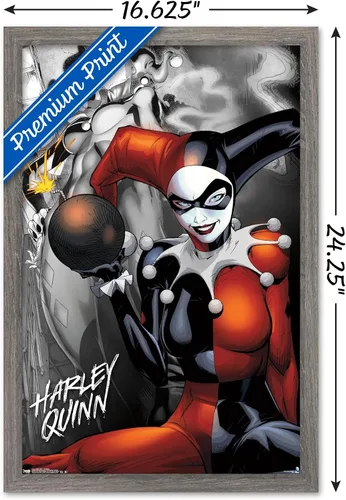 Miniatura 3 de Trends International DC Comics - Póster de pared de Harley Quinn, la bomba, 14.725 x 22.375 pulgadas, versión enmarcada de madera de granero