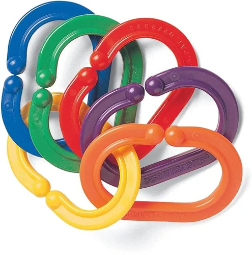 Discovery Toys BOOMERINGS enlaces para colocar juguetes para bebés al cochecito y al asiento del automóvil | Aprendizaje impulsado por niños |