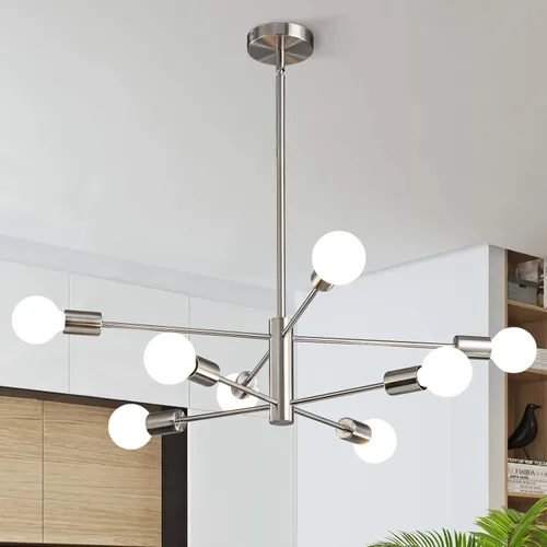 Miniatura 21 de KAISITE Lámpara de Araña Moderna Sputnik Luz de Techo 8 Luces Lámpara de Araña Dorada Luz de Comedor Sobre Mesa Altura Ajustable Lámpara de Araña
