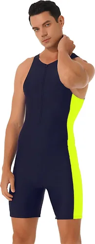 Miniatura 19 de XUNZOO Mens One Piece Sleeveless Front Zipper Color Block Swimwear Bodysuit Wetsuit Sports Wear