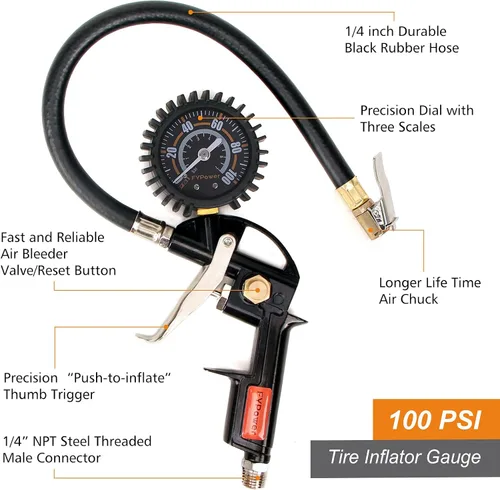 Miniatura 2 de Kit de accesorios para compresor de aire de 18 piezas, kit de manguera de compresor de aire de polímero retráctil de 1/4 pulgadas x 25 pies