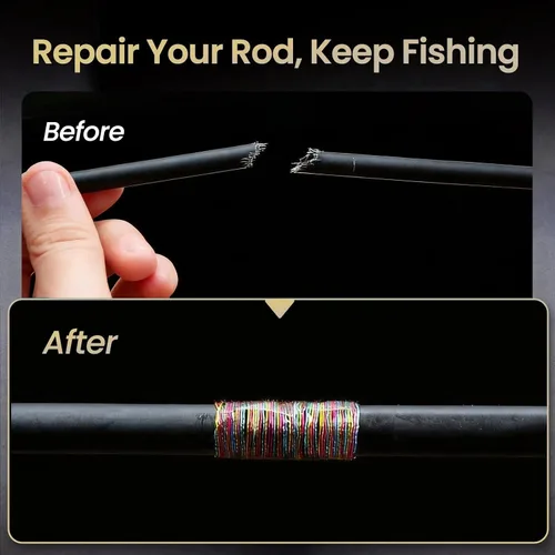 Miniatura 5 de FishTrip Kit de reparación de caña de pescar completo con epoxi, kit de construcción de palos de fibra de carbono de 10 piezas, pegamento AB, hilo