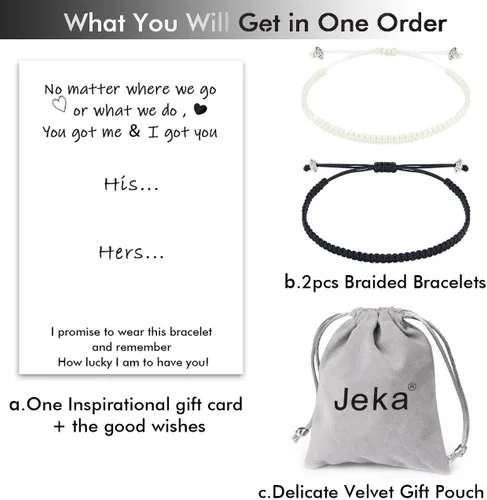 Miniatura 6 de Jeka Pulseras a juego para parejas, promesa de distancia, novio, novia, novio y novia, pulseras para parejas