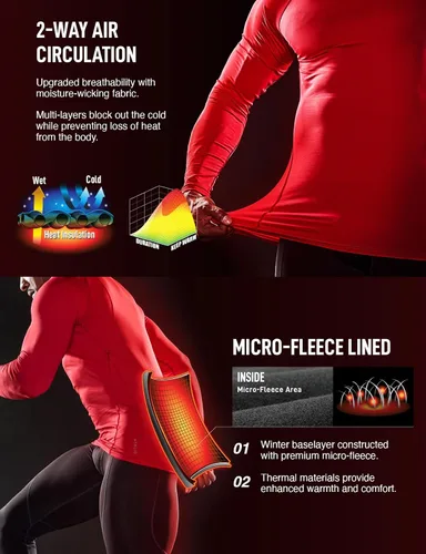 Miniatura 5 de ATHLIO 2 or 3 Pack Men's Thermal Long Sleeve Compression Shirts, TurtleMock Winter Sports Base Layer, Active Running Shirt