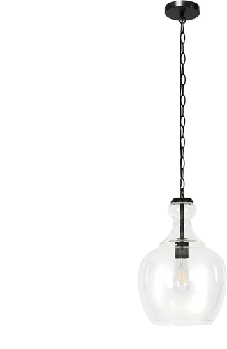 Henn&Hart Lámpara colgante de 11 pulgadas de ancho (27.94 cm) con pantalla de vidrio en bronce ennegrecido/transparente, lámpara de techo empotrada