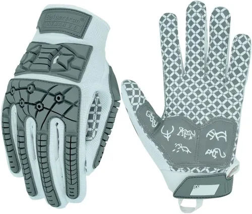 Miniatura 8 de Seibertron Lineman 2.0 - Guantes de fútbol para receptores con palma acolchada, protección contra impactos TPR flexible en la parte posterior