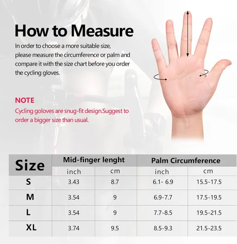 Miniatura 6 de NICEWIN Cycling Bike Gloves Men Women, Padded Anti-Slip Mountain Bike Gloves, Touch Screen Full Finger Road Bicycle Biking Gloves
