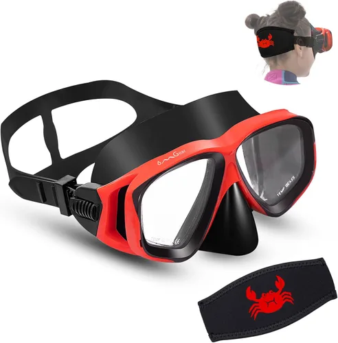 Miniatura 7 de OMGear Gafas de natación de silicona para niños, equipo de esnórquel para niños, gafas de esnórquel de vidrio templado con cubierta para la nariz