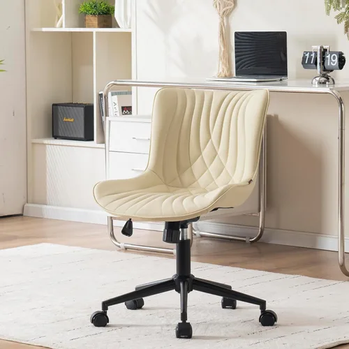 YOUNIKE Silla de Oficina, Silla de Escritorio sin Brazos con Ruedas, Sillas de Oficina Ajustables y Giratorias para Computadora, Silla de Tocador