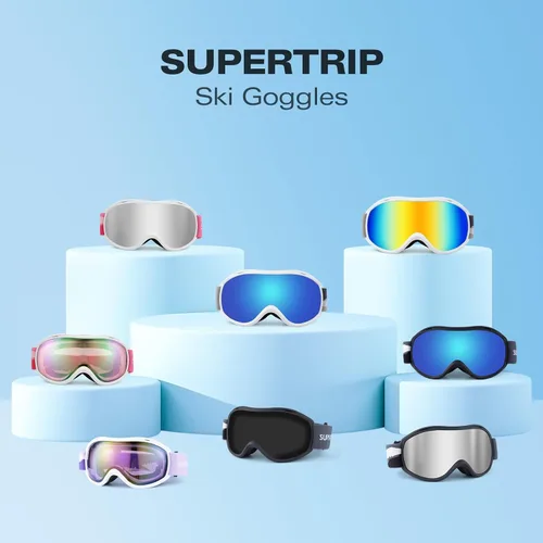 Miniatura 7 de Supertrip Gafas de esquí para hombres y mujeres, antivaho para nieve, protección UV, gafas de snowboard para adultos y jóvenes