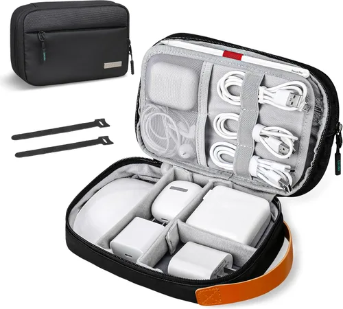 Lacdo Organizador de cables de viaje, organizador de artículos electrónicos, estuche de viaje, organizador de cables para cables, cargadores,