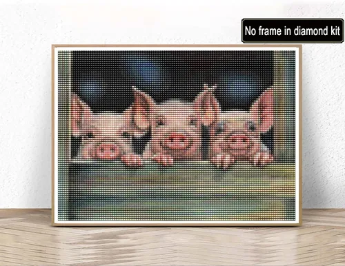 Miniatura 2 de Kaliosy Kits de arte de diamantes 5D para adultos, kits de cerdo por números, pintura de diamantes de animales para bricolaje, taladro completo