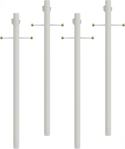 Miniatura 8 de Solus Poste de lámpara de entierro directo de 7 pies, poste de luz de aluminio para exteriores con brazo cruzado decorativo, sensor de atardecer a