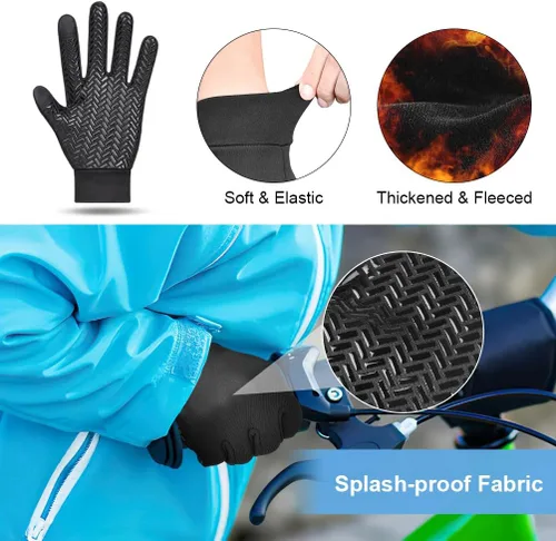 Miniatura 4 de EEFOW Guantes impermeables para pantalla táctil de invierno para niños guantes deportivos ligeros y cálidos para clima frío para niños de 6 a 12