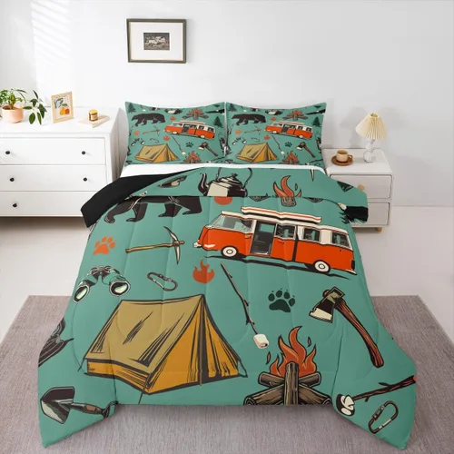 Miniatura 58 de Erosebridal Juego de edredón de pesca tamaño individual para hombres, juego de ropa de cama de peces de lubina para pescadores, niños de caza