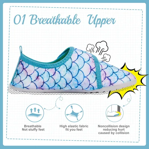 Miniatura 3 de HIITAVE Zapatos acuáticos antideslizantes para la playa, natación, secado rápido, calcetines acuáticos para niños y niñas pequeños